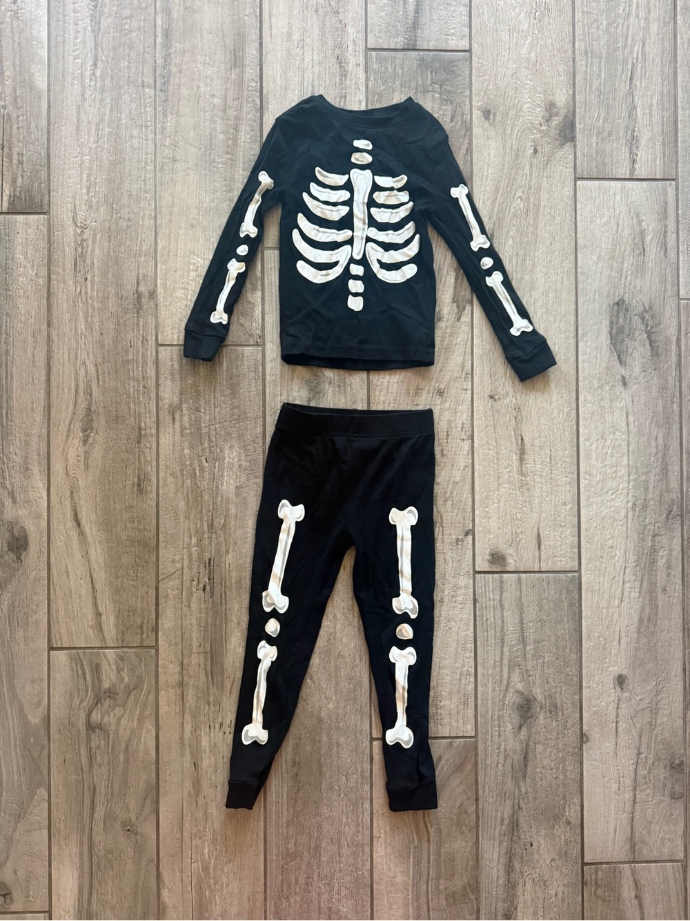 Kids Black Skeleton Pajama - Glow in dark Bone Print